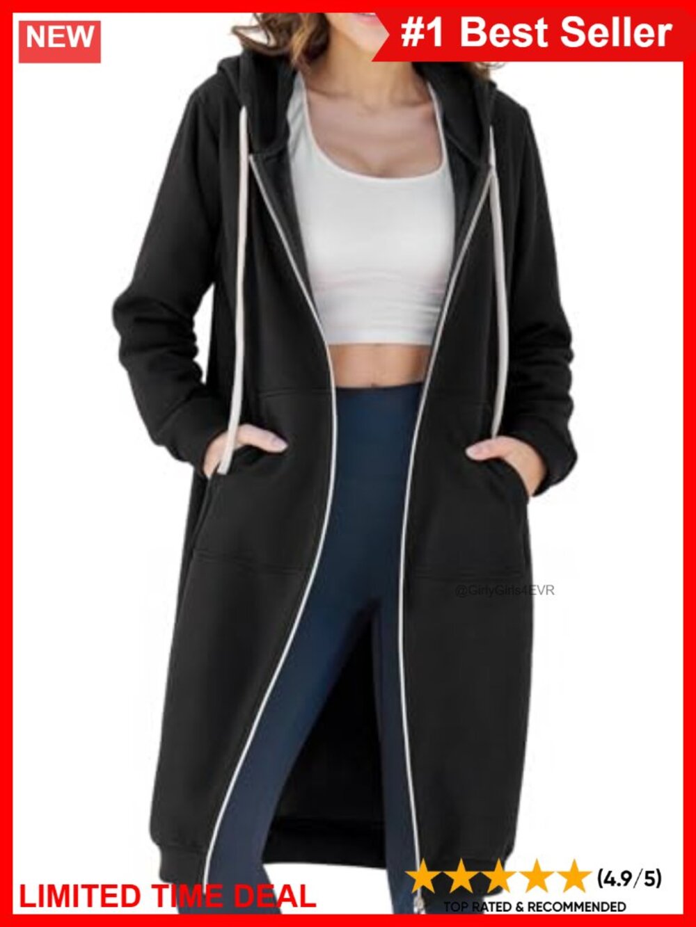 Fleece Lined Full Zip Hoodie Long Sleeve Sweatshirt with Pockets